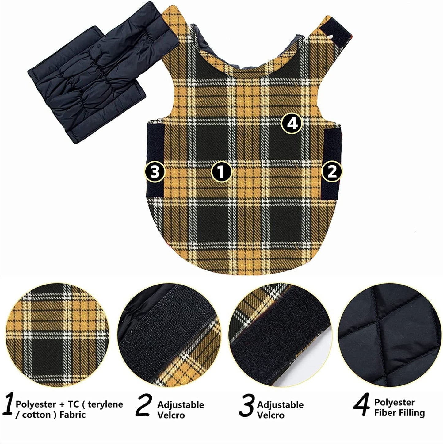 Dog Coats Jackets Apparel, Reversible Dog Apparel Clothes Plaid British Style Dog Outfit Sweater, Windproof Waterproof Dog Cold Weather Coats for Small Medium Large Sized Dogs Girl Boy Animals & Pet Supplies > Pet Supplies > Dog Supplies > Dog Apparel SuBleer   