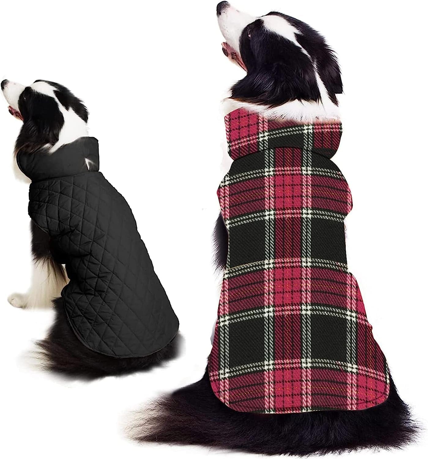 Dog Coats Jackets Apparel, Reversible Dog Apparel Clothes Plaid British Style Dog Outfit Sweater, Windproof Waterproof Dog Cold Weather Coats for Small Medium Large Sized Dogs Girl Boy Animals & Pet Supplies > Pet Supplies > Dog Supplies > Dog Apparel SuBleer Dark Red Medium(Fits Dogs 10-20 lbs) 