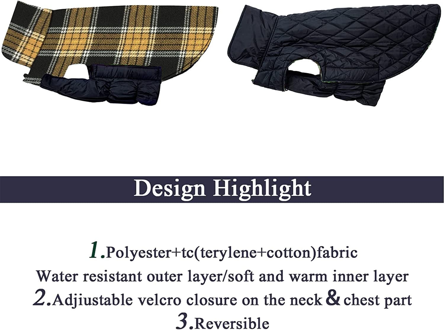 Dog Coats Jackets Apparel, Reversible Dog Apparel Clothes Plaid British Style Dog Outfit Sweater, Windproof Waterproof Dog Cold Weather Coats for Small Medium Large Sized Dogs Girl Boy Animals & Pet Supplies > Pet Supplies > Dog Supplies > Dog Apparel SuBleer   