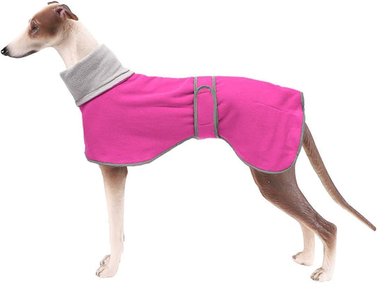 Dog Coats with Reflective Bar, Dog Winter Coat Soft Polyester Fleece, Adjustable Band - Dog Winter Jacket for Greyhounds, Lurchers and Whippets - Pink - XL Animals & Pet Supplies > Pet Supplies > Dog Supplies > Dog Apparel Morezi Pink X-Large (Length: 26"-27.5") 