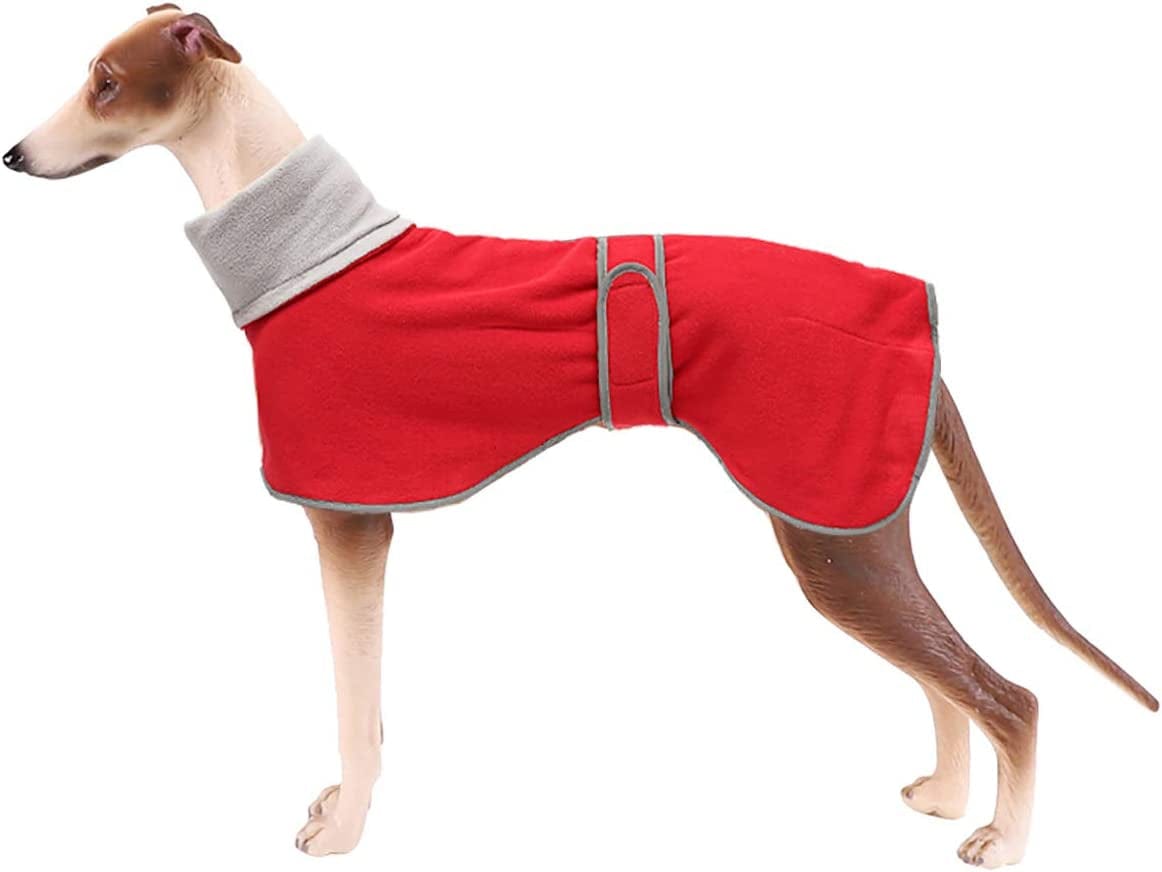 Dog Coats with Reflective Bar, Dog Winter Coat Soft Polyester Fleece, Adjustable Band - Dog Winter Jacket for Greyhounds, Lurchers and Whippets - Pink - XL Animals & Pet Supplies > Pet Supplies > Dog Supplies > Dog Apparel Morezi Red XXX-Large (Length: 30"-31.5") 