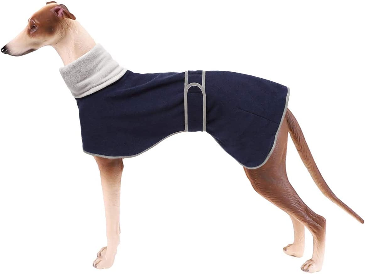 Dog Coats with Reflective Bar, Dog Winter Coat Soft Polyester Fleece, Adjustable Band - Dog Winter Jacket for Greyhounds, Lurchers and Whippets - Pink - XL Animals & Pet Supplies > Pet Supplies > Dog Supplies > Dog Apparel Morezi Navy XXX-Large (Length: 30"-31.5") 