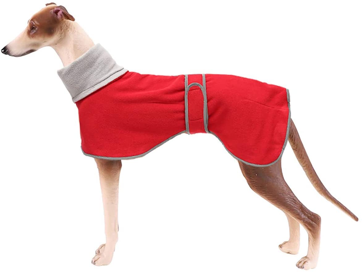 Dog Coats with Reflective Bar, Dog Winter Coat Soft Polyester Fleece, Adjustable Band - Dog Winter Jacket for Greyhounds, Lurchers and Whippets - Pink - XL Animals & Pet Supplies > Pet Supplies > Dog Supplies > Dog Apparel Morezi Red Small (Length: 20"-21.5") 