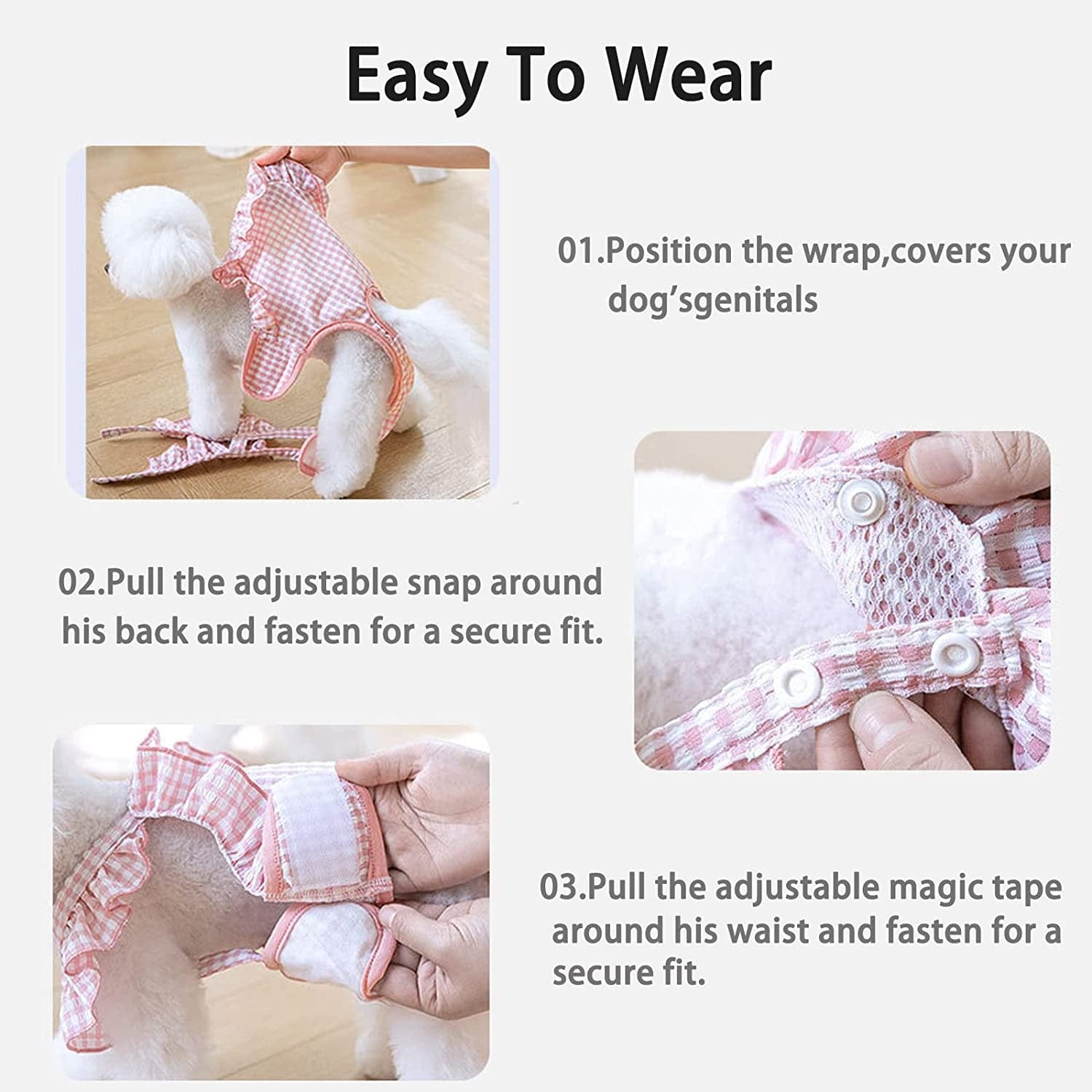 Nuanchu 4 Pieces Diaper Dog Sanitary Pantie with Adjustable Suspender – KOL  PET