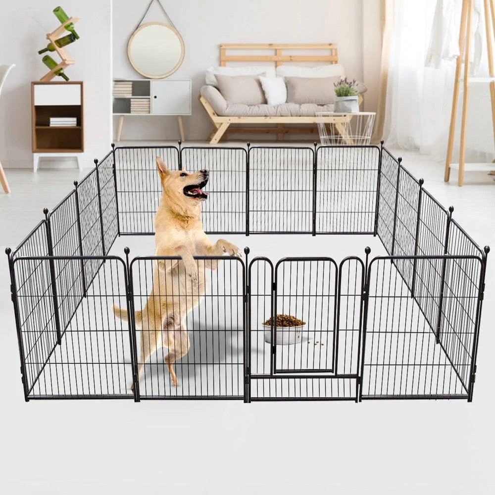 Dog Fence, Pet Playpen, Metal Outdoor Portable 16 Panels 32" Camping RV Runs Cage Foldable Exercise Pens Animals & Pet Supplies > Pet Supplies > Dog Supplies > Dog Kennels & Runs Bestgoods   