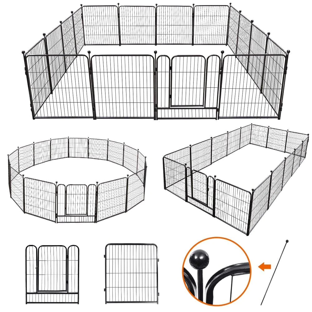 Dog Fence, Pet Playpen, Metal Outdoor Portable 16 Panels 32" Camping RV Runs Cage Foldable Exercise Pens Animals & Pet Supplies > Pet Supplies > Dog Supplies > Dog Kennels & Runs Bestgoods   