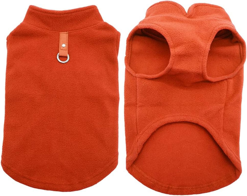 Dog Fleece Vest Soft Winter Jacket Sweater with D-Ring Leash Cold Weather Coat Hoodie for Small Medium Large Dogs Red Small Animals & Pet Supplies > Pet Supplies > Dog Supplies > Dog Apparel Barleygoo   