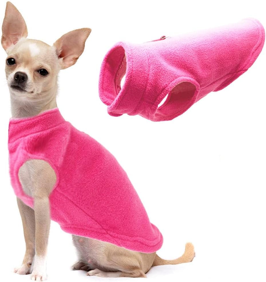 Dog Fleece Vest Soft Winter Jacket Sweater with D-Ring Leash Cold Weather Coat Hoodie for Small Medium Large Dogs Red Small Animals & Pet Supplies > Pet Supplies > Dog Supplies > Dog Apparel Barleygoo Pink XL 