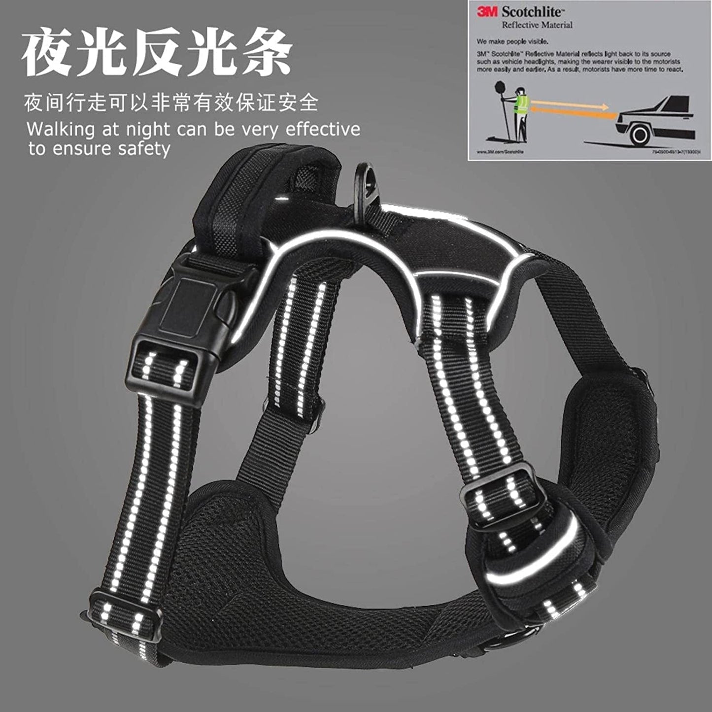 Dog Harness Easy to Put on and Take off Pet Vest Strap Soft and Comfortable Adjustable Universal Reflective Vest Dog Hand Holding Rope Chest Back Animals & Pet Supplies > Pet Supplies > Dog Supplies > Dog Apparel CYGURT   