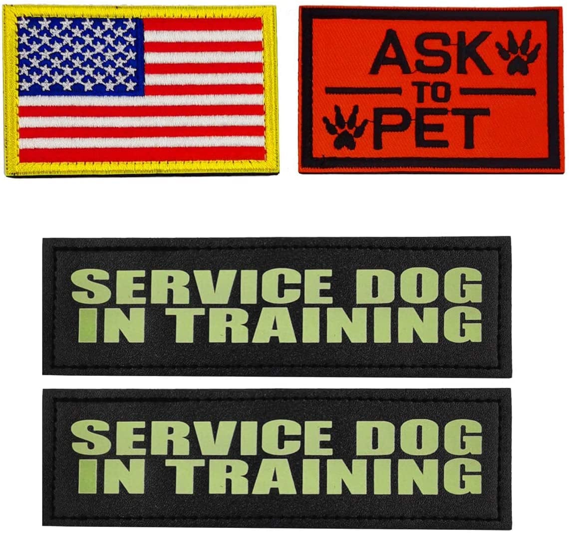 Dog Harness Patches with Hook Backing,Reflective and Removable Embroidered Hook & Loop Dog Patches for Service Dog Vest (B) Animals & Pet Supplies > Pet Supplies > Dog Supplies > Dog Apparel Beegame B  