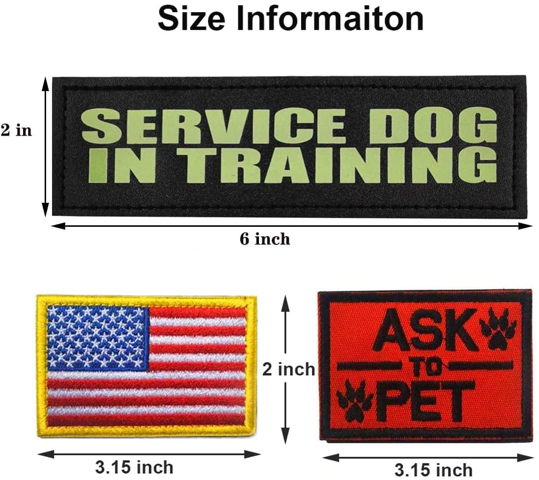 Dog Harness Patches with Hook Backing,Reflective and Removable Embroidered Hook & Loop Dog Patches for Service Dog Vest (B) Animals & Pet Supplies > Pet Supplies > Dog Supplies > Dog Apparel Beegame   