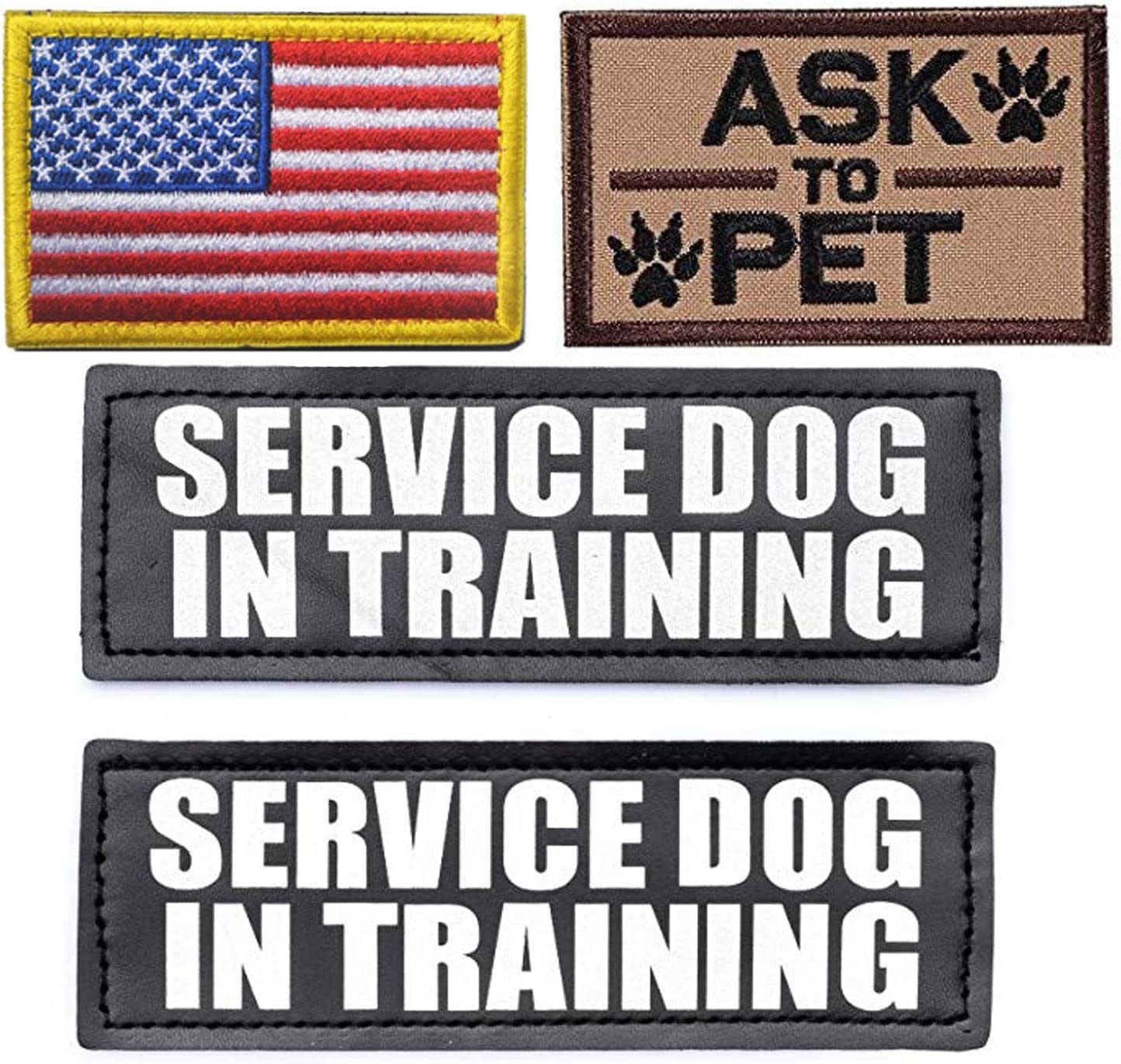 Dog Harness Patches with Hook Backing,Reflective and Removable Embroidered Hook & Loop Dog Patches for Service Dog Vest (B) Animals & Pet Supplies > Pet Supplies > Dog Supplies > Dog Apparel Beegame Brown  