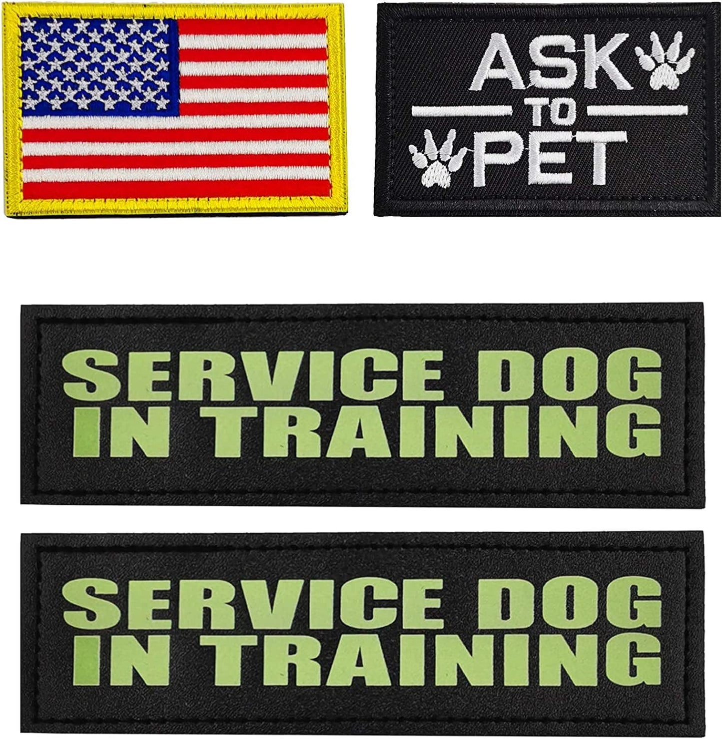 Dog Harness Patches with Hook Backing,Reflective and Removable Embroidered Hook & Loop Dog Patches for Service Dog Vest (B) Animals & Pet Supplies > Pet Supplies > Dog Supplies > Dog Apparel Beegame D  