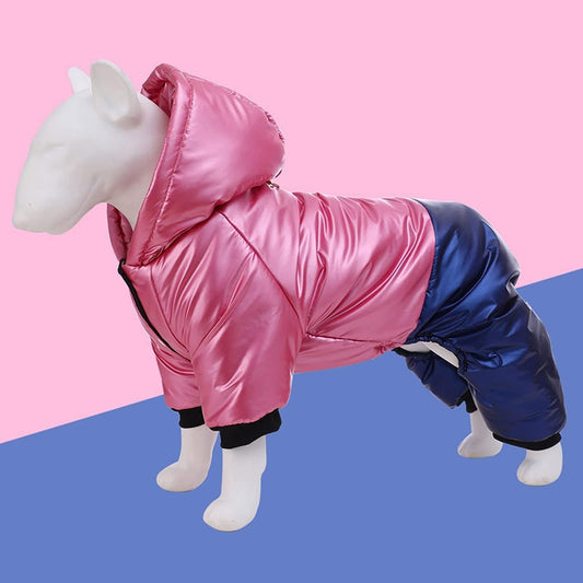 Dog Hooded Waterproof Cotton Coat, Warm Dog Coat 4 Legs, Coat Jacket for Dogs, Dog Cotton Coat with Hood, for Small Medium Dog- Pink||S Animals & Pet Supplies > Pet Supplies > Dog Supplies > Dog Apparel TOTITION Pink S 