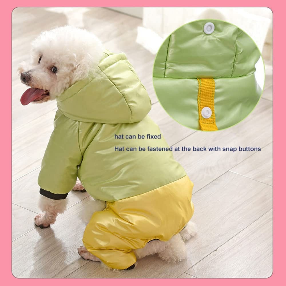 Dog Hooded Waterproof Cotton Coat, Warm Dog Coat 4 Legs, Coat Jacket for Dogs, Dog Cotton Coat with Hood, for Small Medium Dog- Pink||S Animals & Pet Supplies > Pet Supplies > Dog Supplies > Dog Apparel TOTITION   