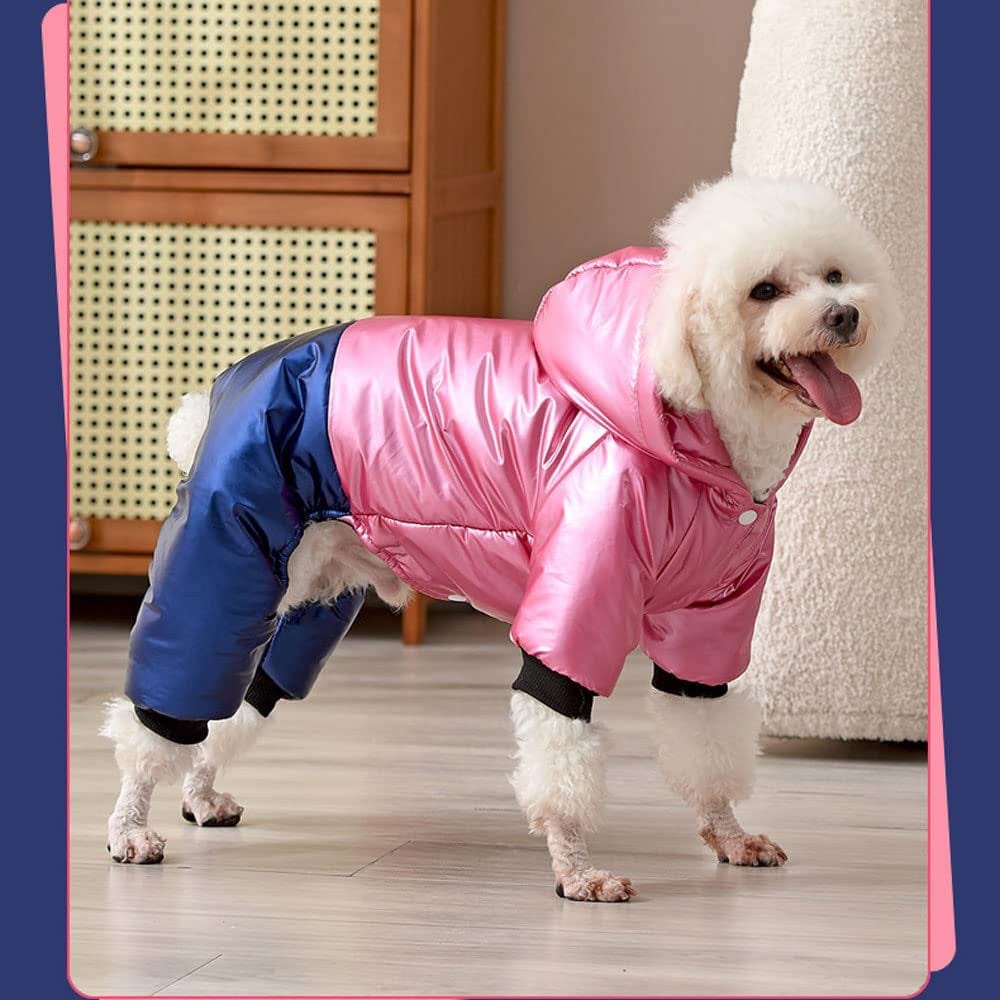 Dog Hooded Waterproof Cotton Coat, Warm Dog Coat 4 Legs, Coat Jacket for Dogs, Dog Cotton Coat with Hood, for Small Medium Dog- Pink||S Animals & Pet Supplies > Pet Supplies > Dog Supplies > Dog Apparel TOTITION   