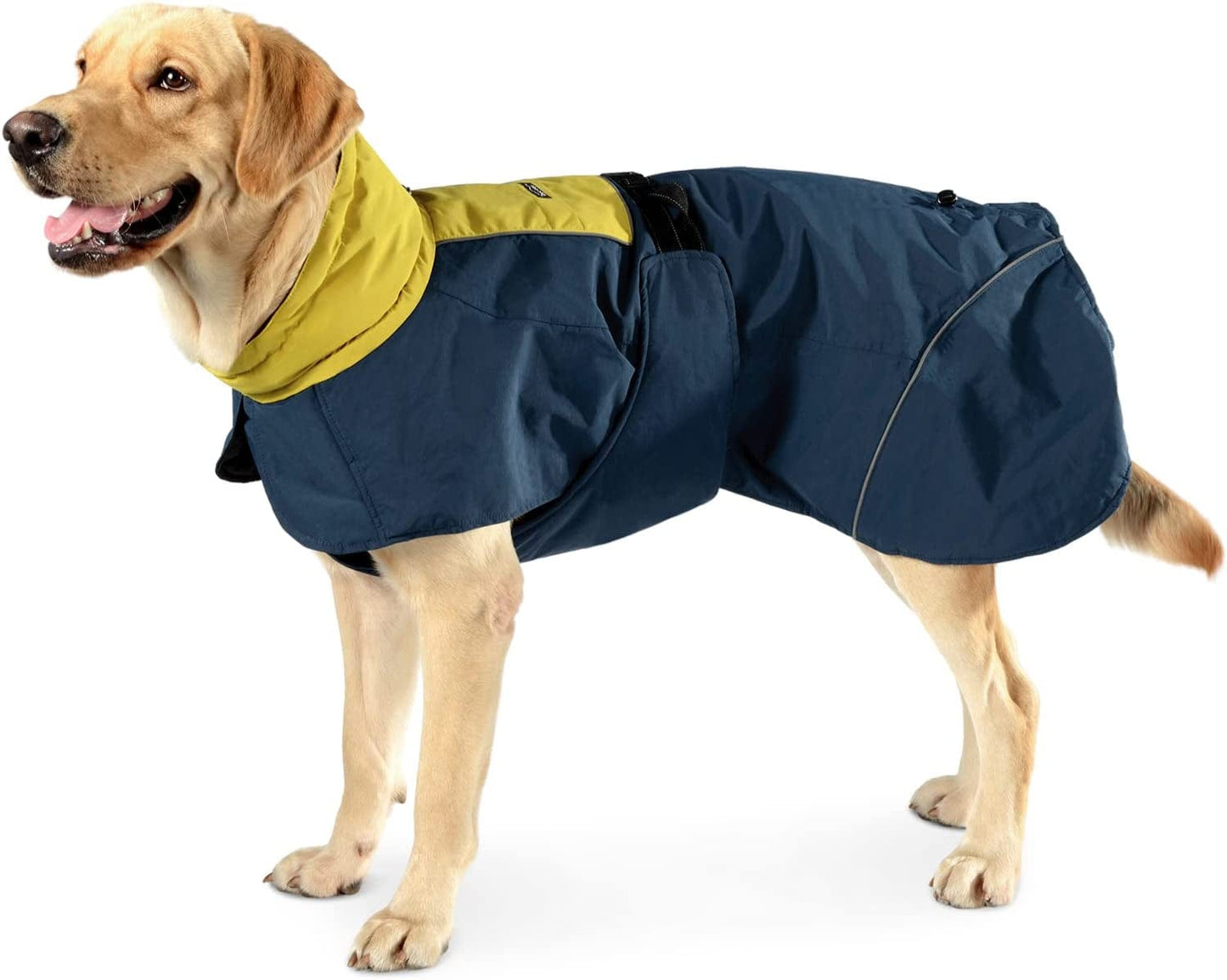 Dog Jacket - Cozy Warm Dog Winter Coat for Medium Large Dogs - Waterproof Windproof Snowproof Dog Cold Weather Coat with Quick-Release Buckle - Reflective Dog Clothes Outdoor Walking Hiking Travel Animals & Pet Supplies > Pet Supplies > Dog Supplies > Dog Apparel Dociote Blue&Yellow 6XL (Back Length: 23.6") 