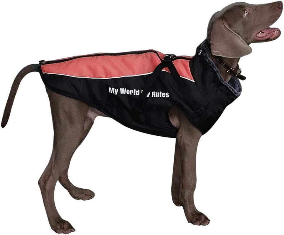 Dog Jacket with Harness & Furry Collar - Winter Coat for Dogs Extra Warm Waterproof Windproof Pet Jacket for Hiking Camping with Reflective Cold Weather Dog Coats for Large Dogs to Medium Dogs Animals & Pet Supplies > Pet Supplies > Dog Supplies > Dog Apparel Dociote Red 6XL(Chest 32.5" Length 28") 