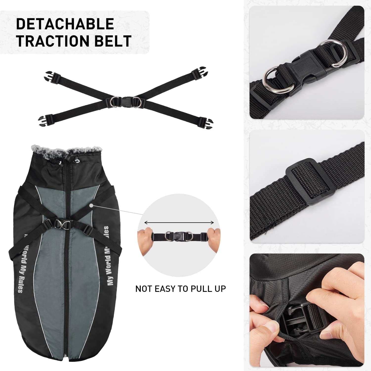 Dog Jacket with Harness & Furry Collar - Winter Coat for Dogs Extra Warm Waterproof Windproof Pet Jacket for Hiking Camping with Reflective Cold Weather Dog Coats for Large Dogs to Medium Dogs Animals & Pet Supplies > Pet Supplies > Dog Supplies > Dog Apparel Dociote   