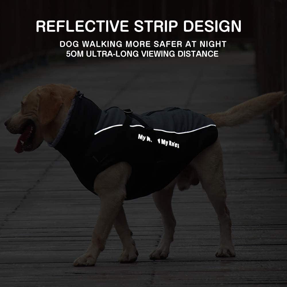 Dog Jacket with Harness & Furry Collar - Winter Coat for Dogs Extra Warm Waterproof Windproof Pet Jacket for Hiking Camping with Reflective Cold Weather Dog Coats for Large Dogs to Medium Dogs Animals & Pet Supplies > Pet Supplies > Dog Supplies > Dog Apparel Dociote   