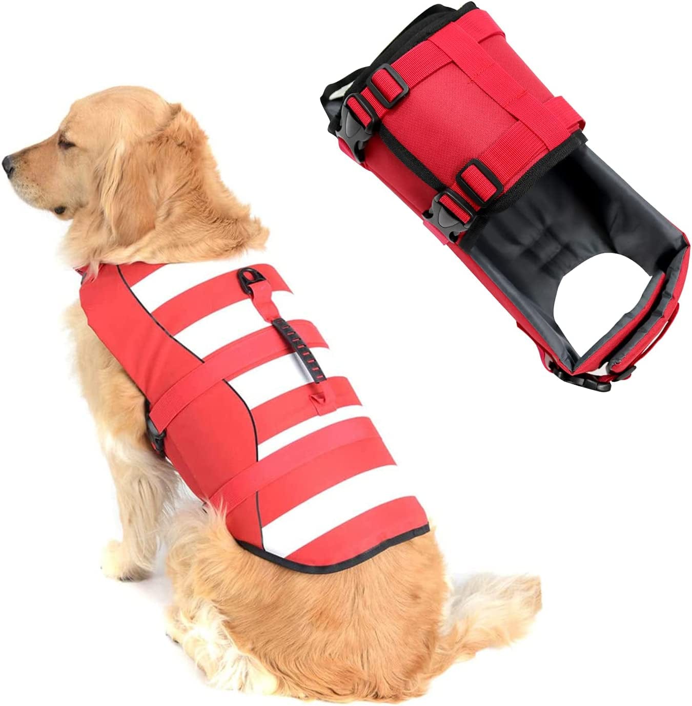 Dog Life Jacket Adjustable Lifesaver Vest Preserver with Rescue Handle –  KOL PET