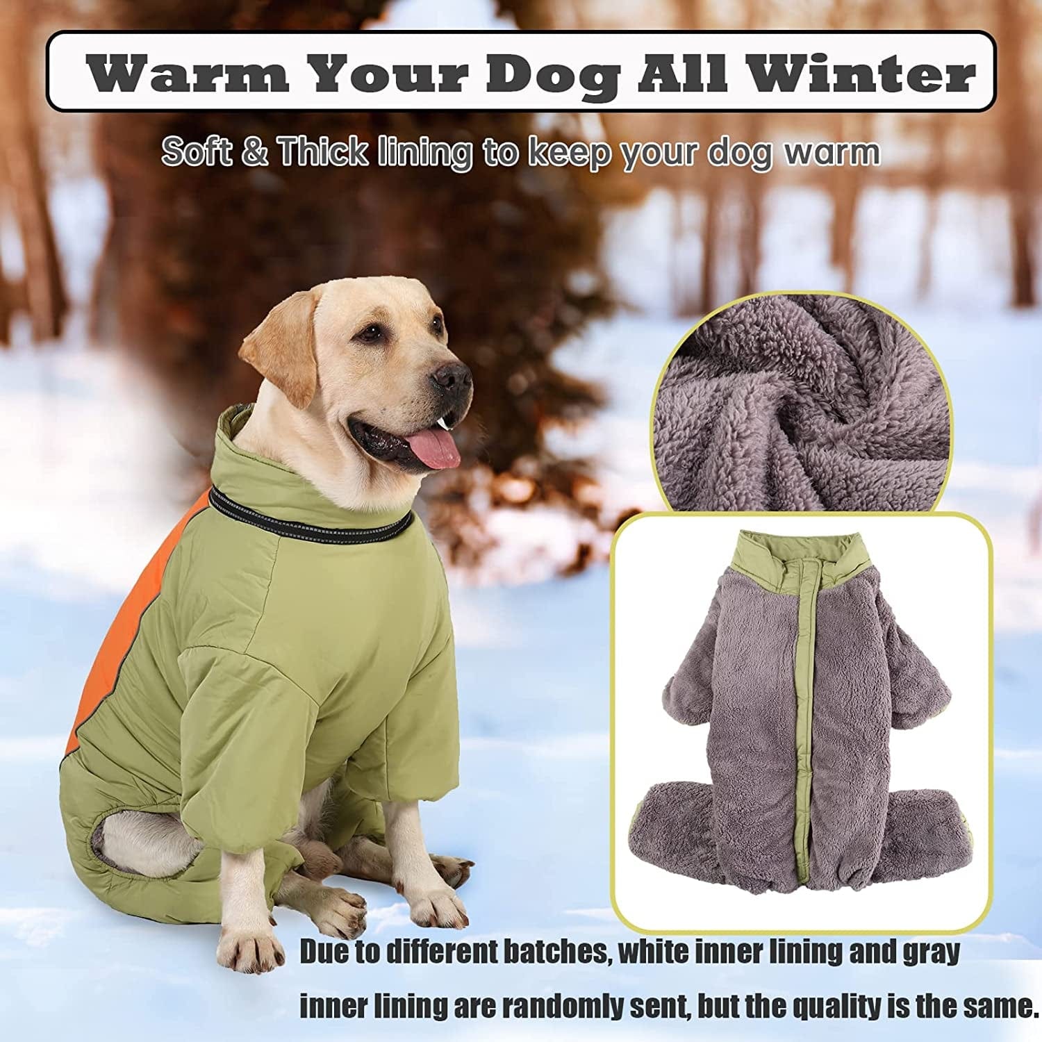 Dog Long Sleeves Coat Windproof Warm Fleece Jacket with Leash Ring Zip up Winter Outdoor Unisex Snowsuit for Small Medium Large Dogs, Lightgreen,20 Animals & Pet Supplies > Pet Supplies > Dog Supplies > Dog Apparel MBKET   