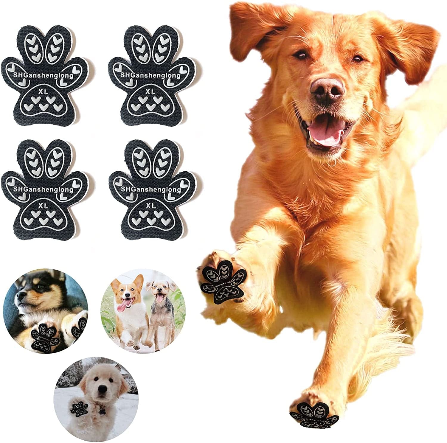 Dog Paw Protection Keeps Dogs from Slipping on Floors，For Small Medium Large Dogs Puppy Shoes Booties Socks，Disposable Self Adhesive Dog Paw Protectors (5Sets 20PCS, M (1-3/4"X1-1/2,11-20 Lbs)) Animals & Pet Supplies > Pet Supplies > Dog Supplies > Dog Apparel SHGanshenglong   