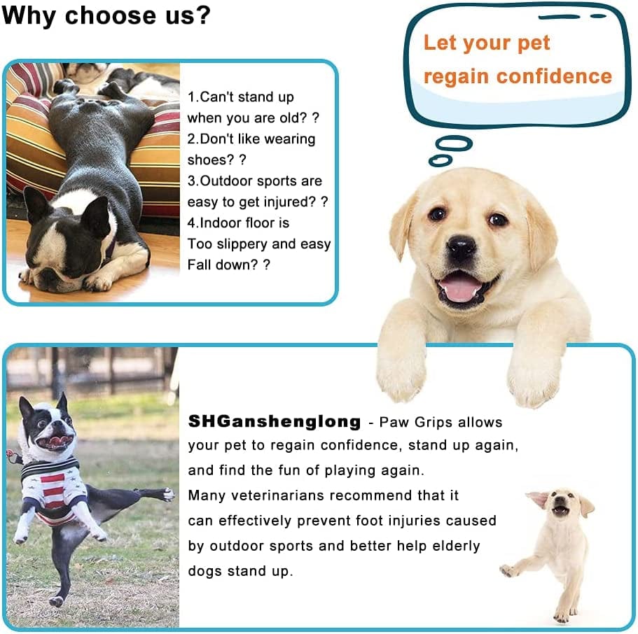 Dog Paw Protection Keeps Dogs from Slipping on Floors，For Small Medium Large Dogs Puppy Shoes Booties Socks，Disposable Self Adhesive Dog Paw Protectors (5Sets 20PCS, M (1-3/4"X1-1/2,11-20 Lbs)) Animals & Pet Supplies > Pet Supplies > Dog Supplies > Dog Apparel SHGanshenglong   