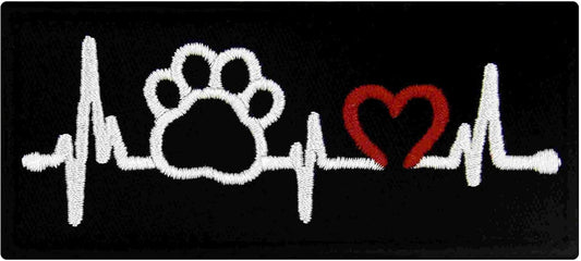 Dog Pet Paw with Heart Electrocardiogram Service Dog Patch Embroidered Vest / Harnesses Badge Fastener Hook & Loop Emblem Animals & Pet Supplies > Pet Supplies > Dog Supplies > Dog Apparel TailWag Planet Paw & Heart  