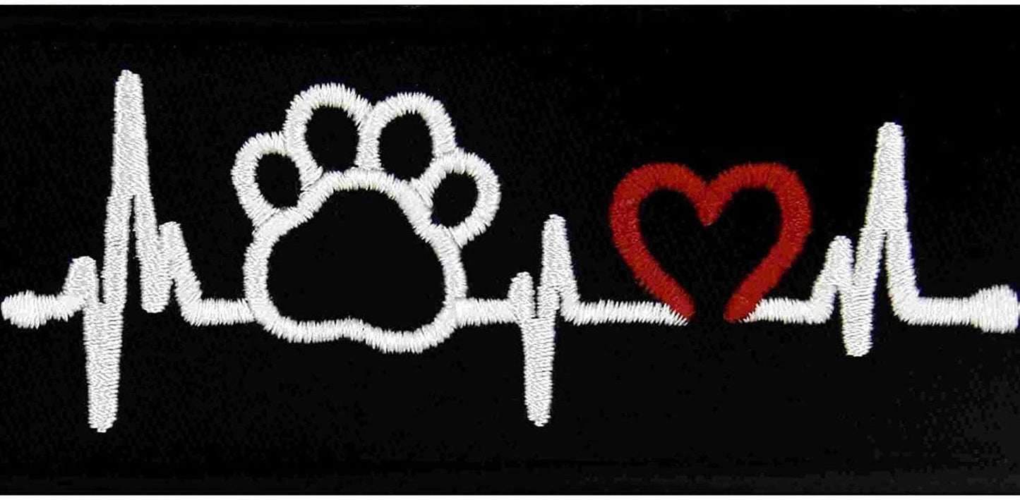 Dog Pet Paw with Heart Electrocardiogram Service Dog Patch Embroidered Vest / Harnesses Badge Fastener Hook & Loop Emblem Animals & Pet Supplies > Pet Supplies > Dog Supplies > Dog Apparel TailWag Planet   