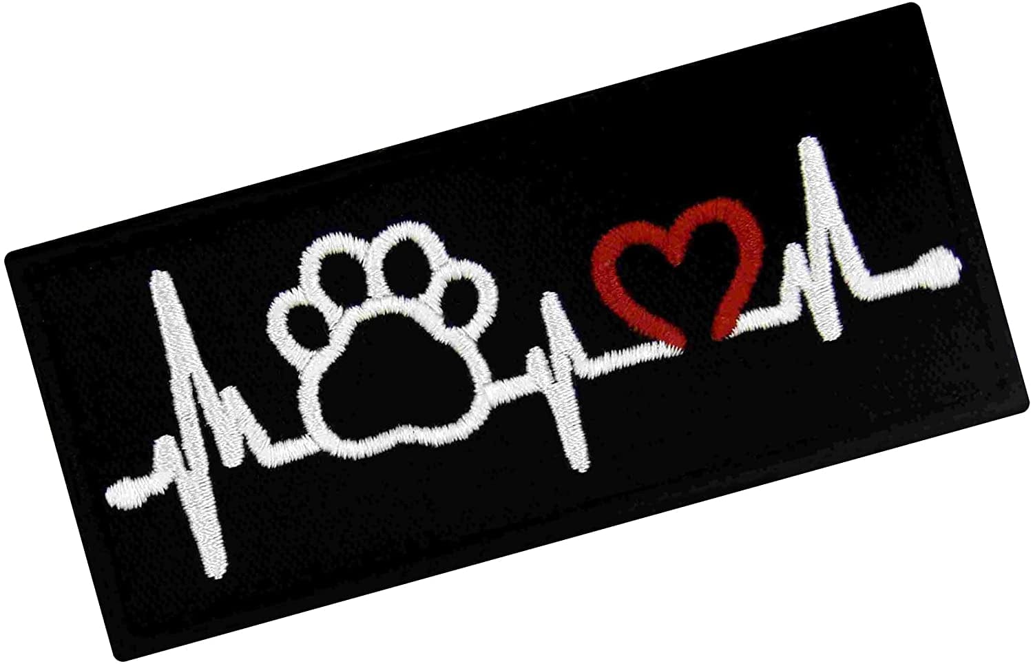 Dog Pet Paw with Heart Electrocardiogram Service Dog Patch Embroidered Vest / Harnesses Badge Fastener Hook & Loop Emblem Animals & Pet Supplies > Pet Supplies > Dog Supplies > Dog Apparel TailWag Planet   