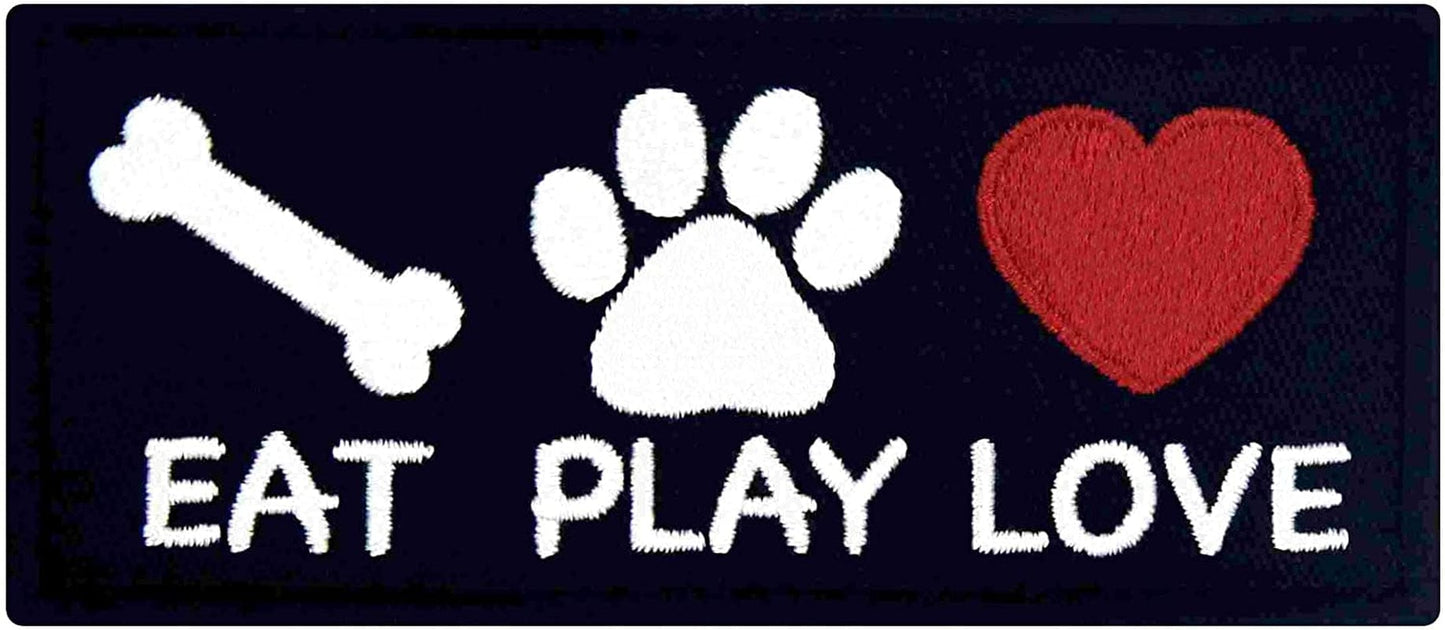 Dog Pet Paw with Heart Electrocardiogram Service Dog Patch Embroidered Vest / Harnesses Badge Fastener Hook & Loop Emblem Animals & Pet Supplies > Pet Supplies > Dog Supplies > Dog Apparel TailWag Planet Eat Play Love  