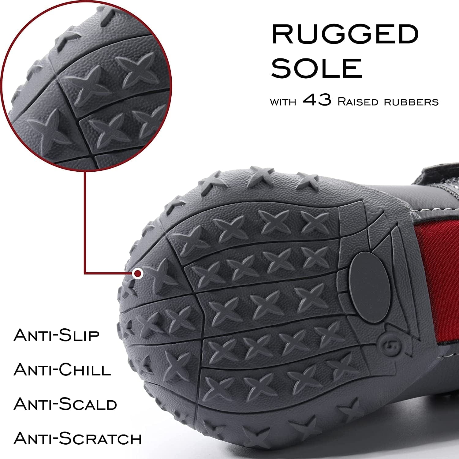 Dog Shoes, Boots for Small Large Medium Dogs, Rain Booties Winter Snow Waterproof, Rugged Anti-Slip Sole, Breathable Paw Protectors with Reflective Front&Back, Extended Pull Ring, Red, 4-Pack(#4) Animals & Pet Supplies > Pet Supplies > Dog Supplies > Dog Apparel DOGCOME   