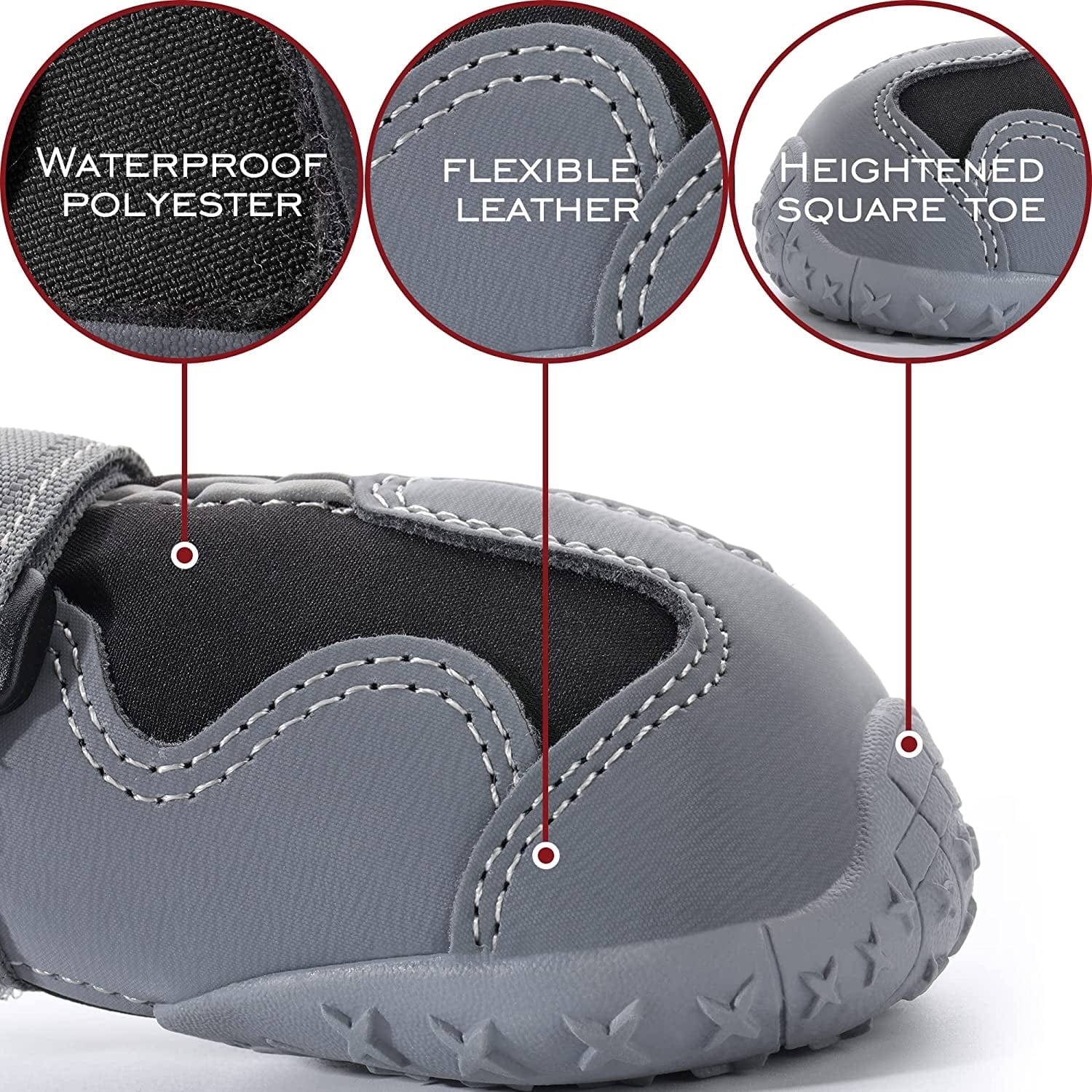 Dog Shoes, Boots for Small Large Medium Dogs, Rain Booties Winter Snow Waterproof, Rugged Anti-Slip Sole, Breathable Paw Protectors with Reflective Front&Back, Extended Pull Ring, Red, 4-Pack(#4) Animals & Pet Supplies > Pet Supplies > Dog Supplies > Dog Apparel DOGCOME   