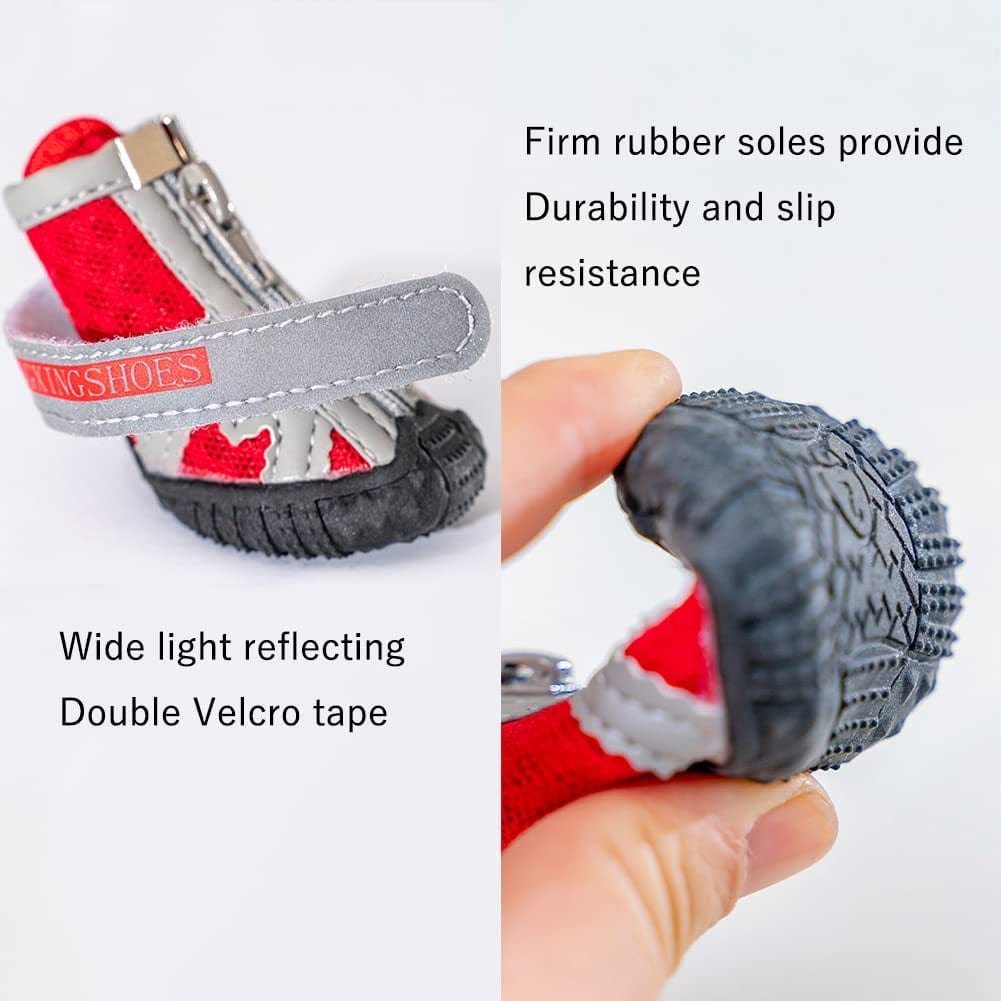 Dog Shoes,Breathable Mesh Dog Shoes for Small Dogs,Dog Booties with Reflective Rugged Anti-Slip Sole and Zipper Puppy Shoes for Hot Pavement Winter Snow 4Pcs(Gx01-Black-Size3) Animals & Pet Supplies > Pet Supplies > Dog Supplies > Dog Apparel Kukaster Pet   