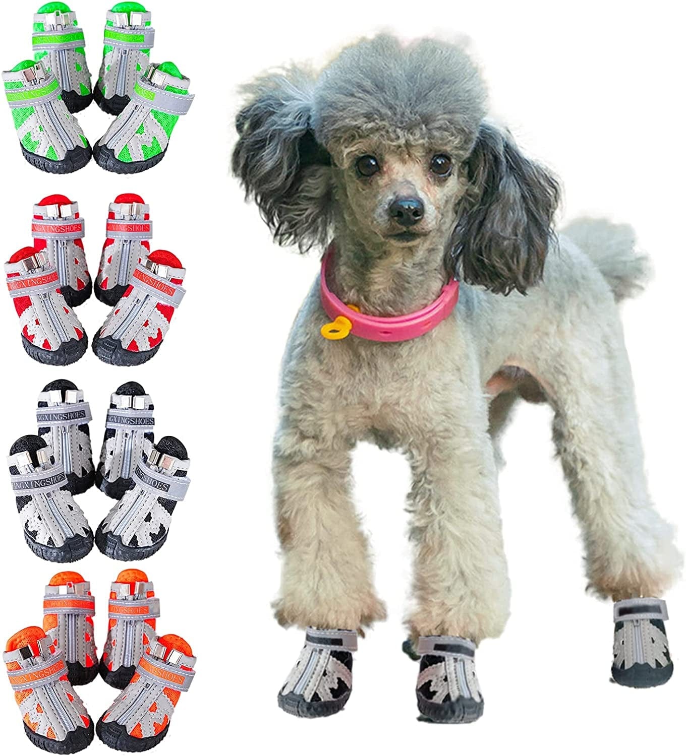 Dog Shoes,Breathable Mesh Dog Shoes for Small Dogs,Dog Booties with Reflective Rugged Anti-Slip Sole and Zipper Puppy Shoes for Hot Pavement Winter Snow 4Pcs(Gx01-Black-Size3) Animals & Pet Supplies > Pet Supplies > Dog Supplies > Dog Apparel Kukaster Pet upgrade black #5 