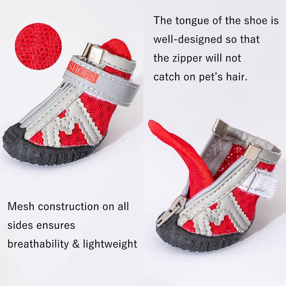 Dog Shoes,Breathable Mesh Dog Shoes for Small Dogs,Dog Booties with Reflective Rugged Anti-Slip Sole and Zipper Puppy Shoes for Hot Pavement Winter Snow 4Pcs(Gx01-Black-Size3) Animals & Pet Supplies > Pet Supplies > Dog Supplies > Dog Apparel Kukaster Pet   