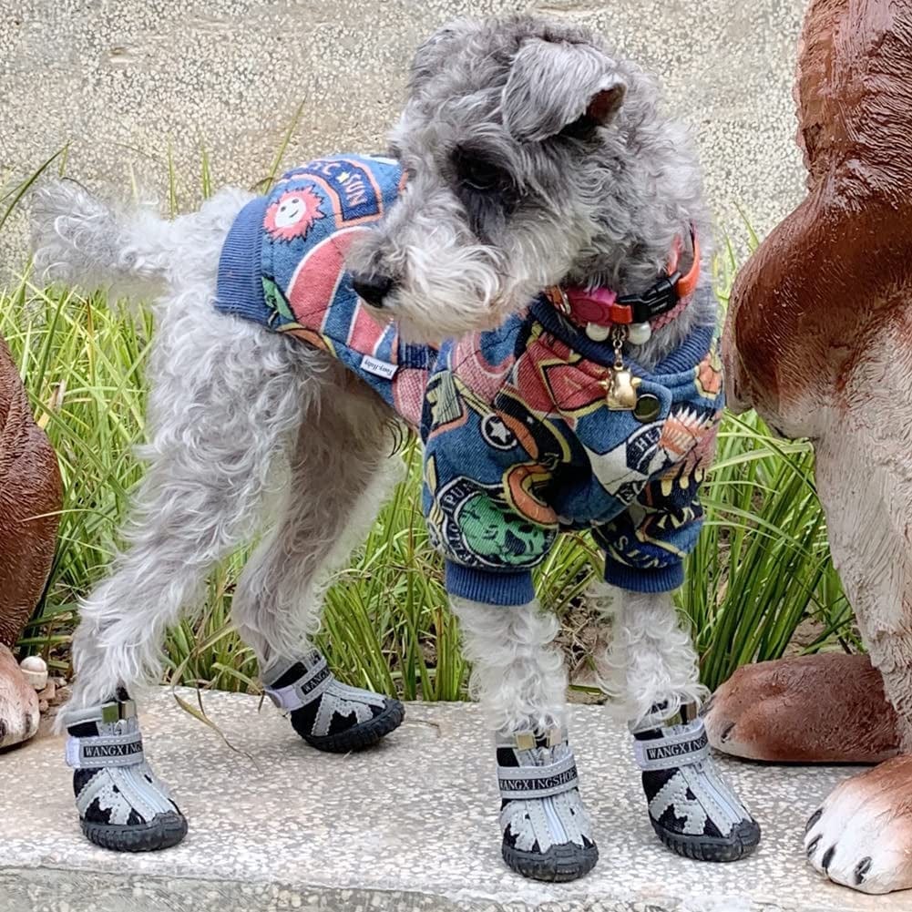 Dog Shoes,Breathable Mesh Dog Shoes for Small Dogs,Dog Booties with Reflective Rugged Anti-Slip Sole and Zipper Puppy Shoes for Hot Pavement Winter Snow 4Pcs(Gx01-Black-Size3) Animals & Pet Supplies > Pet Supplies > Dog Supplies > Dog Apparel Kukaster Pet   