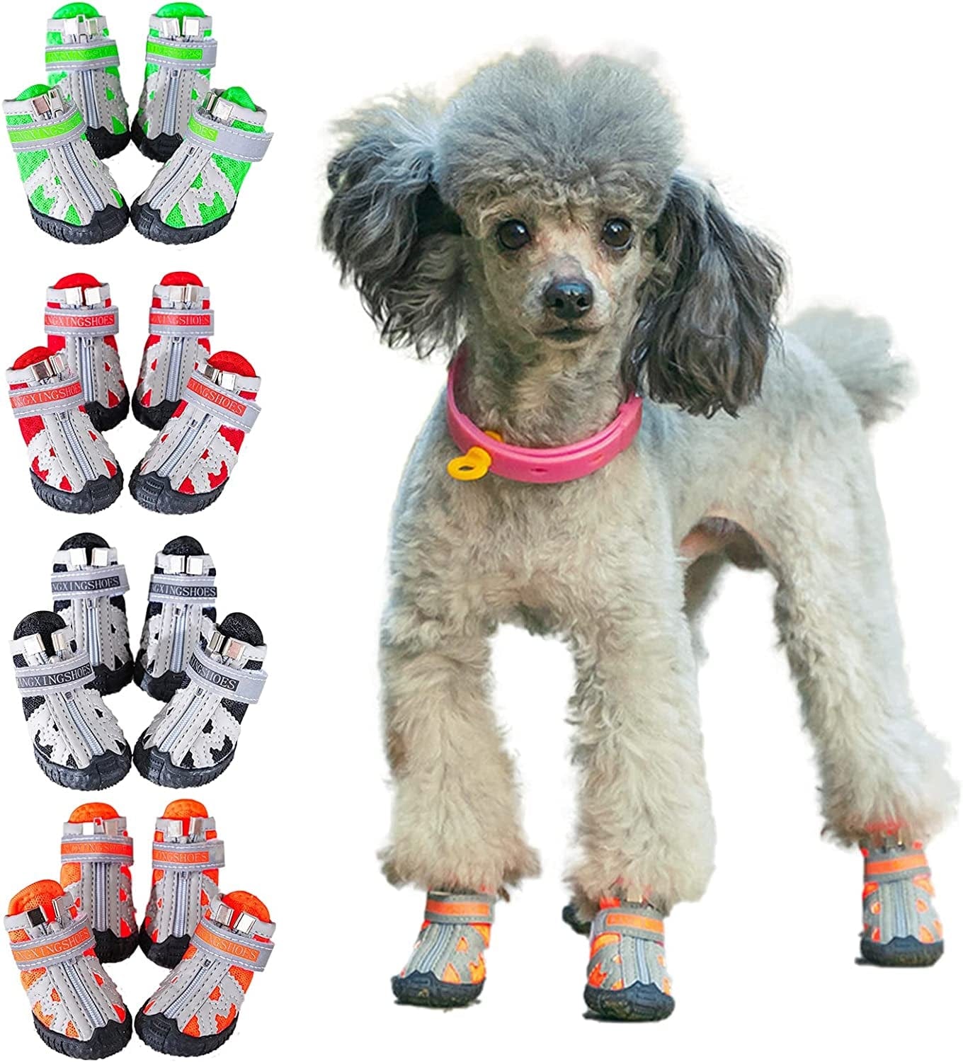 Dog Shoes,Breathable Mesh Dog Shoes for Small Dogs,Dog Booties with Reflective Rugged Anti-Slip Sole and Zipper Puppy Shoes for Hot Pavement Winter Snow 4Pcs(Gx01-Black-Size3) Animals & Pet Supplies > Pet Supplies > Dog Supplies > Dog Apparel Kukaster Pet upgrade orange #4 