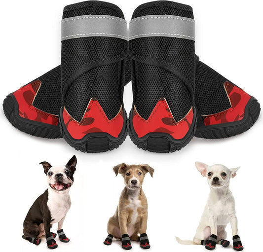 Dog Shoes,Dog Booties,Anti-Slip Sole Shoes for Dogs with Reflective Strips Rugged Dog Shoes for Hot Pavement Summer Dog Booties Heat Protection Mesh Breathable Animals & Pet Supplies > Pet Supplies > Dog Supplies > Dog Apparel silkasurplus 2.53\"L x 2.08\"W x 2.95\"H  