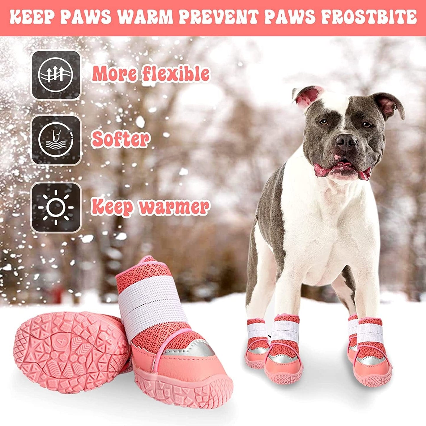 Dog Shoes Dog Boots for Small Medium Dogs,Dog Snow Boots Adjustable Breathable Fabric Paw Protector Anti-Slip Anti-Water Dog Boots for Walking Running Rain Snow Cold Weather 4PCS Animals & Pet Supplies > Pet Supplies > Dog Supplies > Dog Apparel dog shoes   