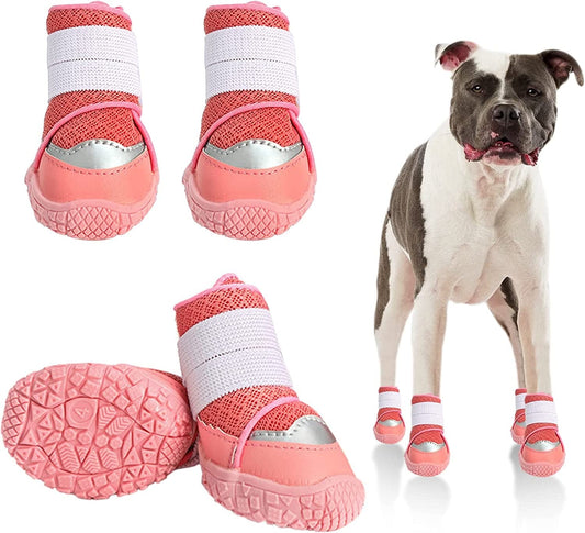 Dog Shoes Dog Boots for Small Medium Dogs,Dog Snow Boots Adjustable Breathable Fabric Paw Protector Anti-Slip Anti-Water Dog Boots for Walking Running Rain Snow Cold Weather 4PCS Animals & Pet Supplies > Pet Supplies > Dog Supplies > Dog Apparel dog shoes 3#  
