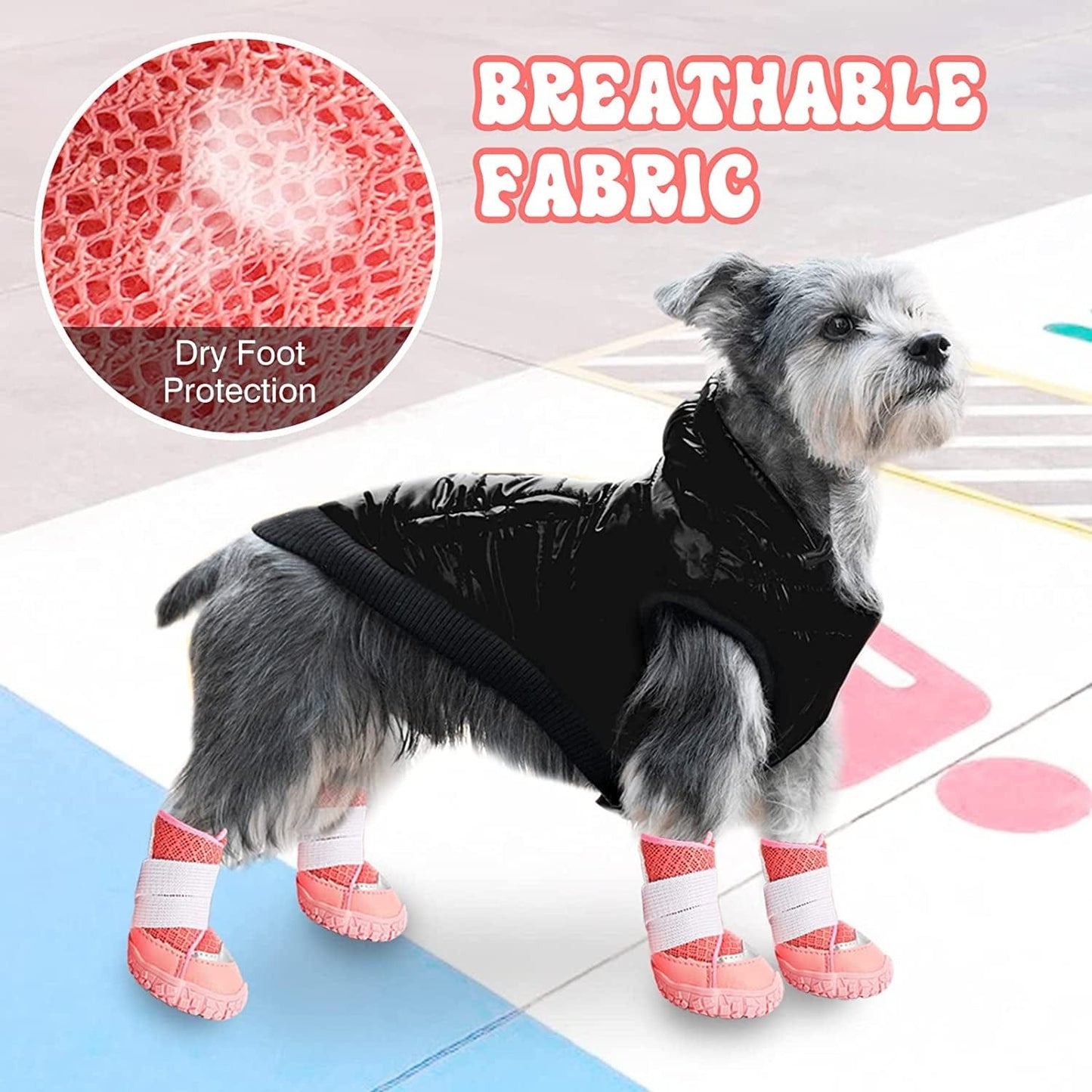 Dog Shoes Dog Boots for Small Medium Dogs,Dog Snow Boots Adjustable Breathable Fabric Paw Protector Anti-Slip Anti-Water Dog Boots for Walking Running Rain Snow Cold Weather 4PCS Animals & Pet Supplies > Pet Supplies > Dog Supplies > Dog Apparel dog shoes   