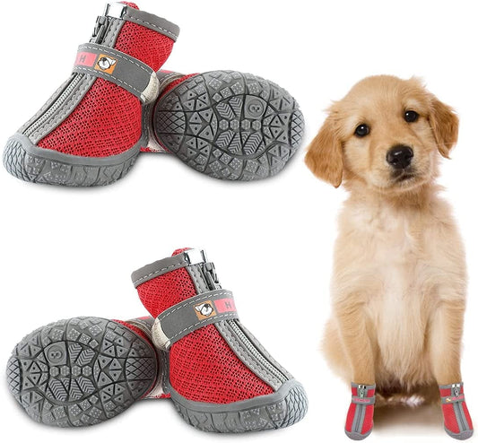  KOESON Small Dog Shoes, Puppy Breathable Dog Boots Anti-Slip  Mesh Booties for Doggie with Reflecitve Zipper, Pet Shoes Year-Round Paw  Protector with Adjustable Strap for Outdoor Activities Blue 2 