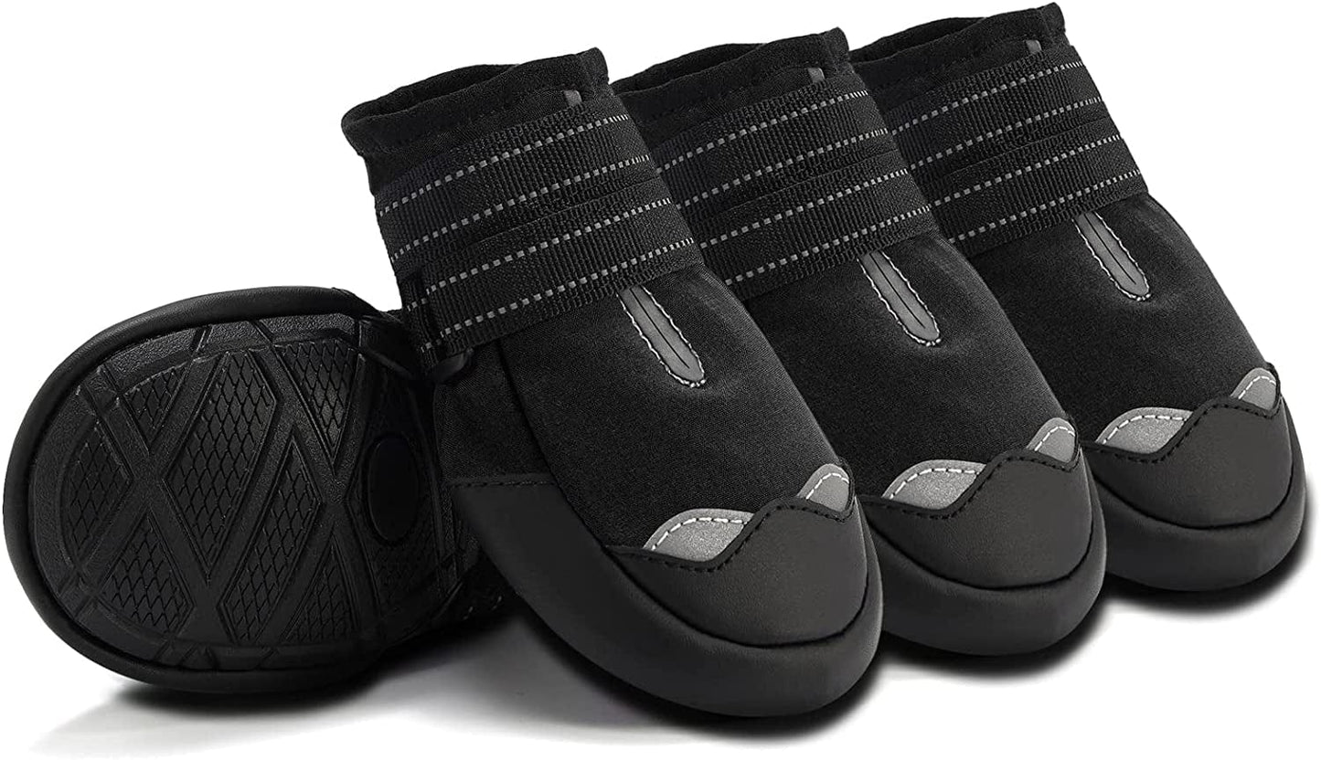 Dog Shoes for Hot Pavement, Reflective Waterproof Dog Boots, Paw Protectors for Medium Large Dogs Booties, Outdoor Dog Boots for Hiking and Running 4PCS Animals & Pet Supplies > Pet Supplies > Dog Supplies > Dog Apparel AOKOWN Black #Size 6 (L*W: 4.0"x 2.61"-2.8") for 52-70 lbs 