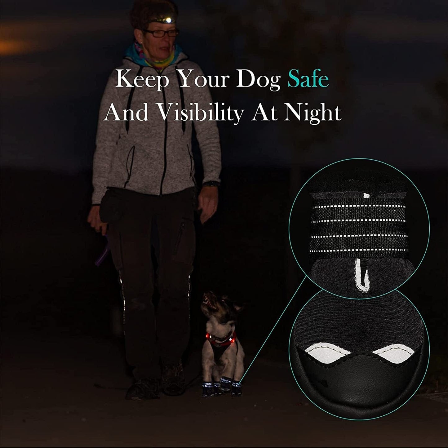 Dog Shoes for Hot Pavement, Reflective Waterproof Dog Boots, Paw Protectors for Medium Large Dogs Booties, Outdoor Dog Boots for Hiking and Running 4PCS Animals & Pet Supplies > Pet Supplies > Dog Supplies > Dog Apparel AOKOWN   