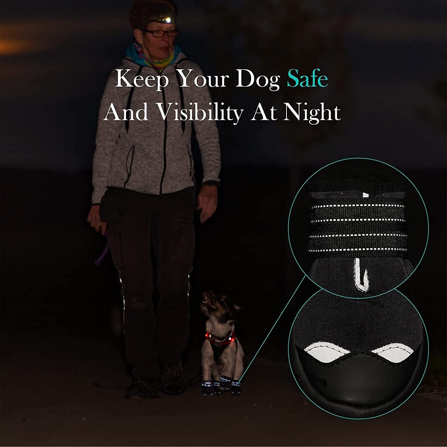 Dog Shoes for Hot Pavement, Reflective Waterproof Dog Boots, Paw Protectors for Medium Large Dogs Booties, Outdoor Dog Boots for Hiking and Running 4PCS Animals & Pet Supplies > Pet Supplies > Dog Supplies > Dog Apparel AOKOWN   