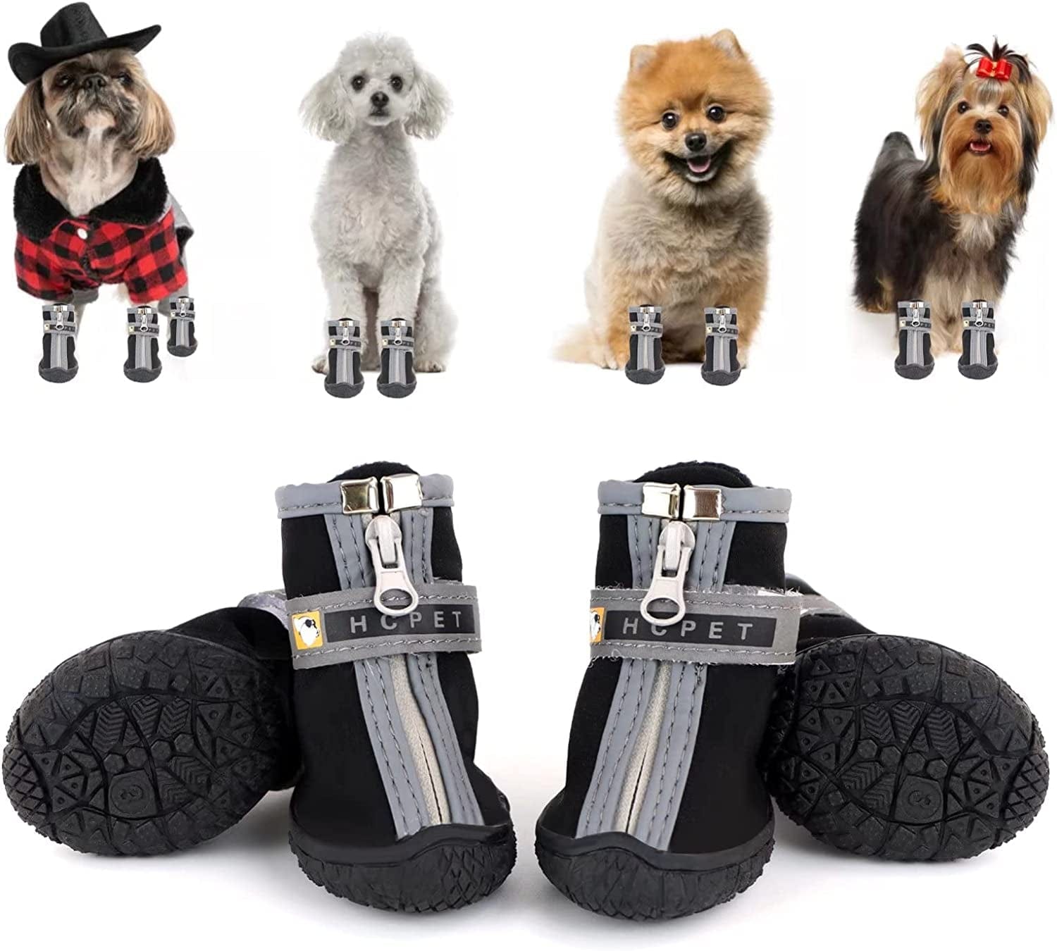 Dog Shoes for Hot Pavement Small Dogs, Dog Booties for Outdoor/Running/Hiking/Hot Pavement, Dog Boots Paw Protectors, Straps, Non-Slip, 4Pcs Animals & Pet Supplies > Pet Supplies > Dog Supplies > Dog Apparel WISYME   