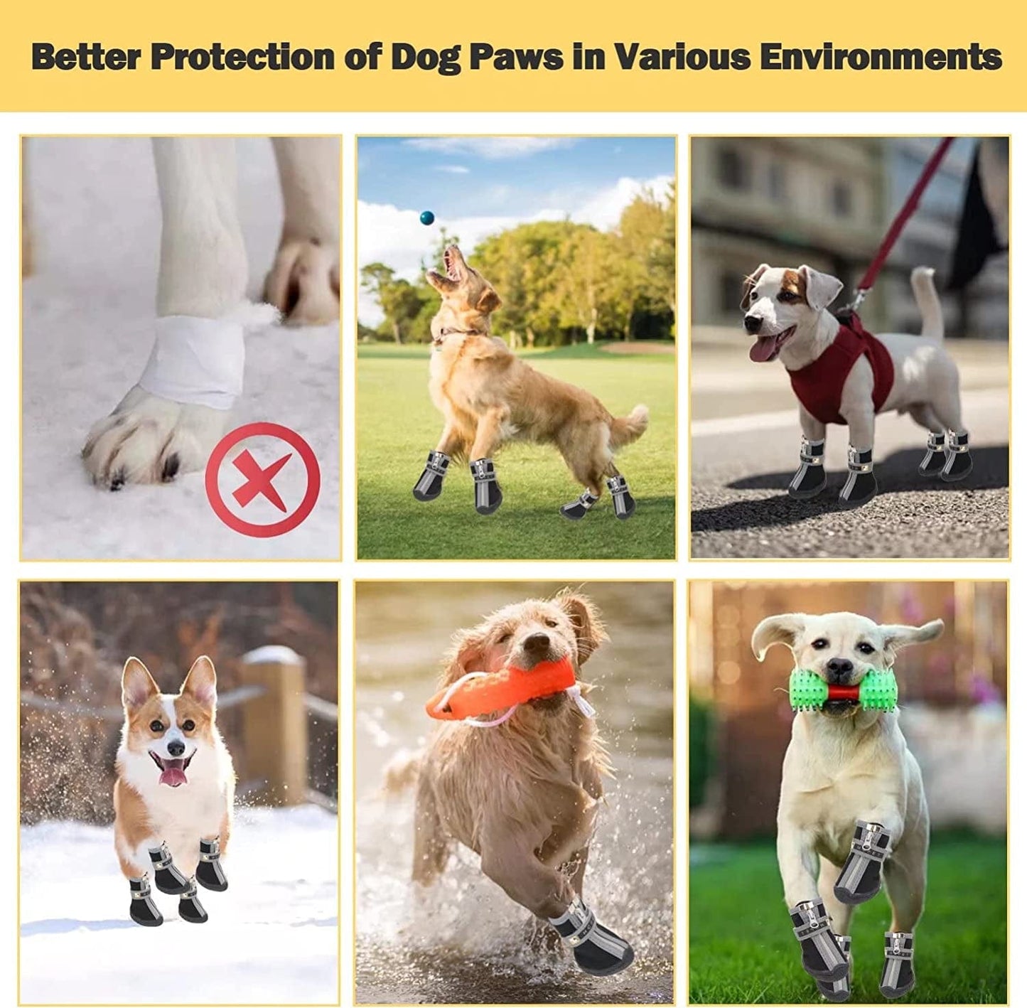 Dog Shoes for Hot Pavement Small Dogs, Dog Booties for Outdoor/Running/Hiking/Hot Pavement, Dog Boots Paw Protectors, Straps, Non-Slip, 4Pcs Animals & Pet Supplies > Pet Supplies > Dog Supplies > Dog Apparel WISYME   
