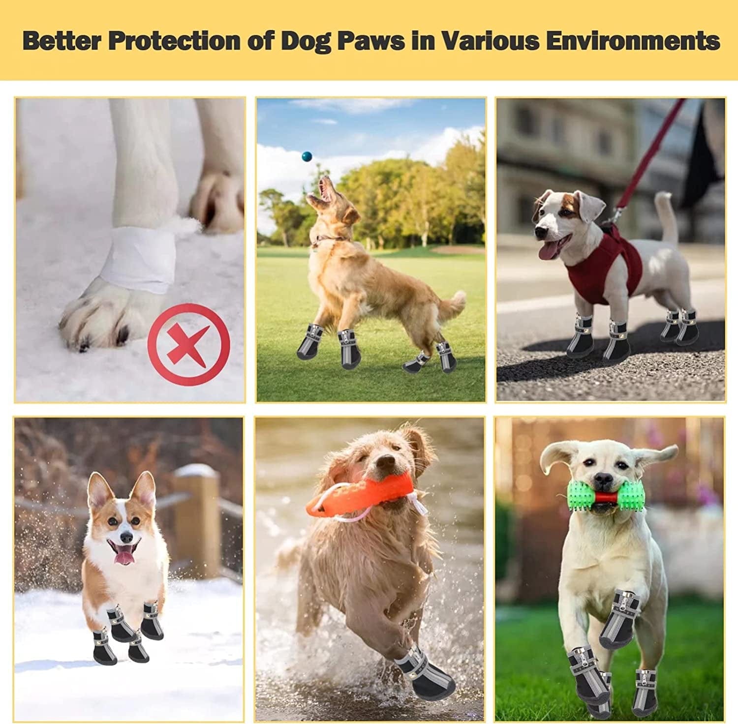 Dog Shoes for Hot Pavement Small Dogs, Dog Booties for Outdoor/Running/Hiking/Hot Pavement, Dog Boots Paw Protectors, Straps, Non-Slip, 4Pcs Animals & Pet Supplies > Pet Supplies > Dog Supplies > Dog Apparel WISYME   